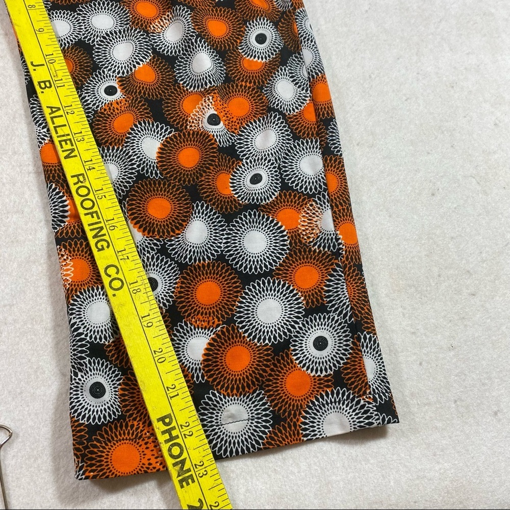 Jumper Jumpsuit Front Zip Elastic Waist Orange Gray circle Print Short Sleeve - Picture 4 of 13